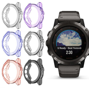 TPU Transparent Frame Case For Garmin Fenix 5X-Blue