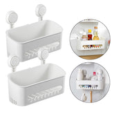Vacuum Shower Caddy Suction Cup Shelf Shower Basket Storage for Shampoo -White