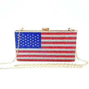 Crystal Flag Shape Clutch Purses for Women