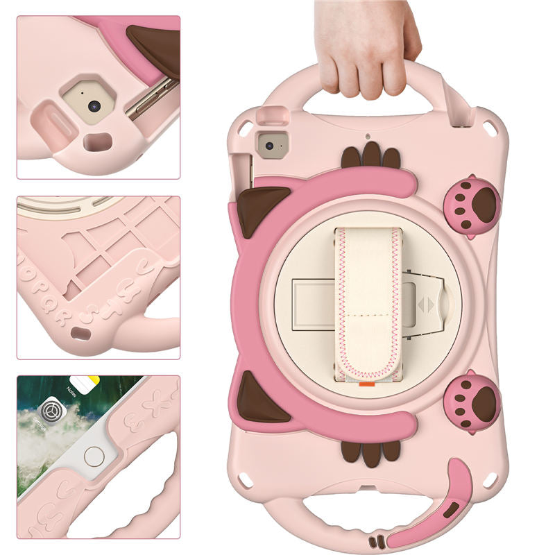 CatA iPad Silicone Case For iPad Mini 5 4 3 2 1 Built-in Handle Stand With a Strap-Pink