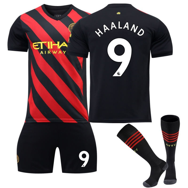 HAALAND #9 Manchester Away Jersey 2022/23 Soccer Jersey Kit Football T-shirt Set For Adult Kids