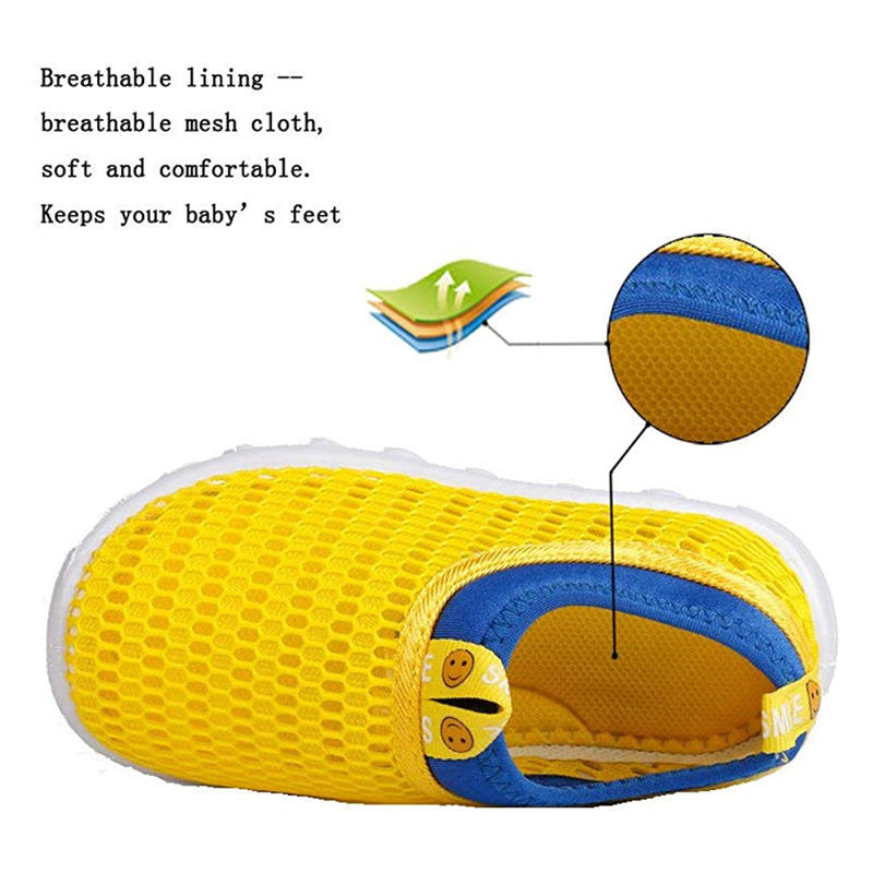 Toddler Kids Water Shoes Breathable Mesh Running Sneakers Sandals for Boys Girls-Yellow