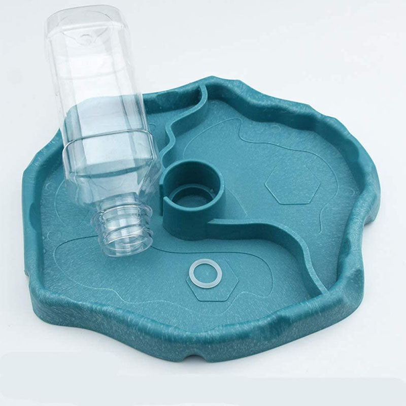 Reptile Water Bottle Automatic Feeders Waterer Food Bowl-Blue