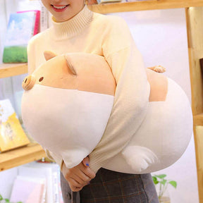 Soft Fat Pig Plush Hugging PillowCute Piggy Stuffed Animal Doll Toy Gifts for Bedding Kids Birthday-Brown