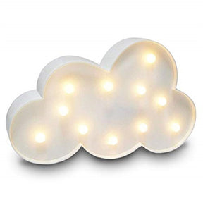 3D Cloud Light Marquee Logo Night Light Battery Powered Party Birthday Decorations -White