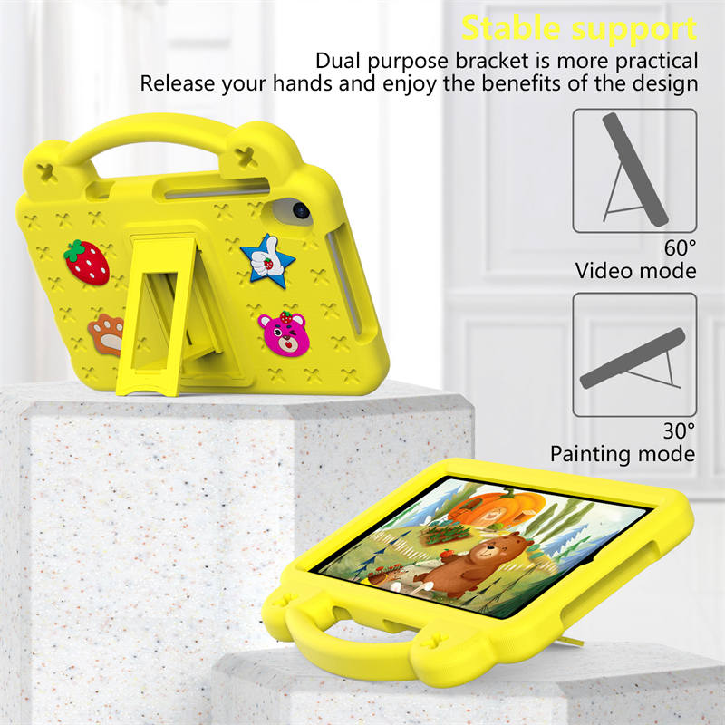 Strawberry Tablet Case with Shoulder Strap Stand for Samsung Galaxy Tab A 8.4 inch 2020-Yellow