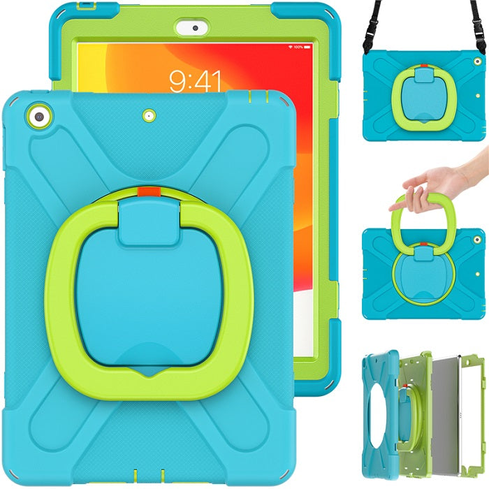 B-OnePiece iPad Case+Neck Strap For iPad 7/8/9 10.2inch-LightBlue&Olivia