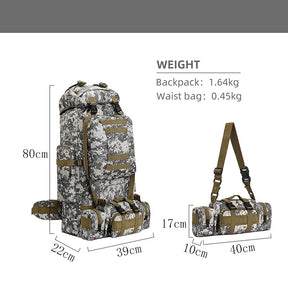 80L Waterproof 2-in-1 Detachable Backpack for Camping-Urban Camou