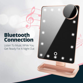 Bluetooth Makeup Mirror with10X Magnification Spot Mirror-Rose Gold