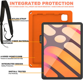 iPad Case With Handle Stand Shoulder Strap for iPad Pro 2018/2020 11 inch-OrangeBlack