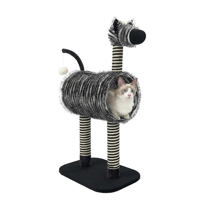 Zebra Activity Cat Tree Condo with Scratching Posts Cat Play House Furniture