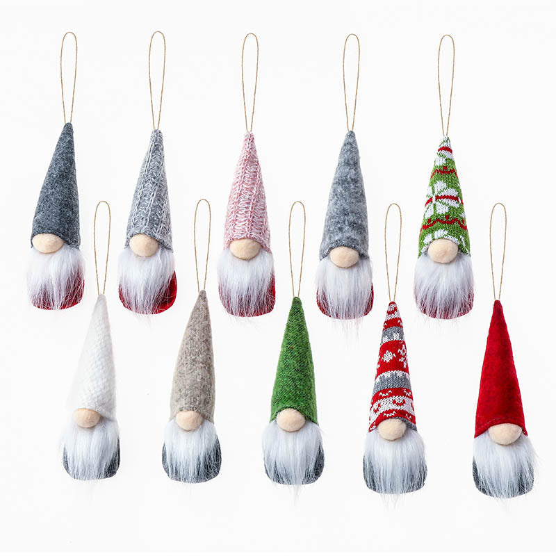 10Pcs Christmas Tree Hanging Gnomes Ornaments Handmade Plush Gnomes Santa Elf Hanging Home Decorations Holiday Decor