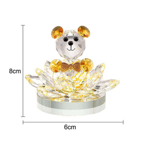 Crystal Bear Lotus Figurine Ornament Gift for Valentine's Day-Yellow