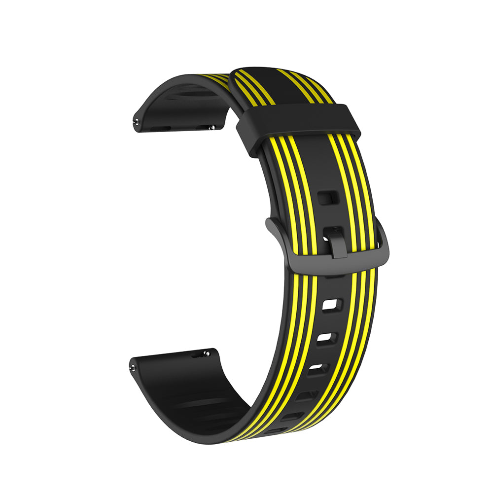 Silicone Band Striped Watch Band For Samsung Galaxy Watch 42/46mm Gear S3 Frontier/Classic(Black Yellow)