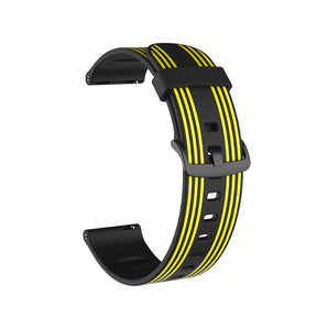 Silicone Band Striped Watch Band For Samsung Galaxy Watch 42/46mm Gear S3 Frontier/Classic(Black Yellow)