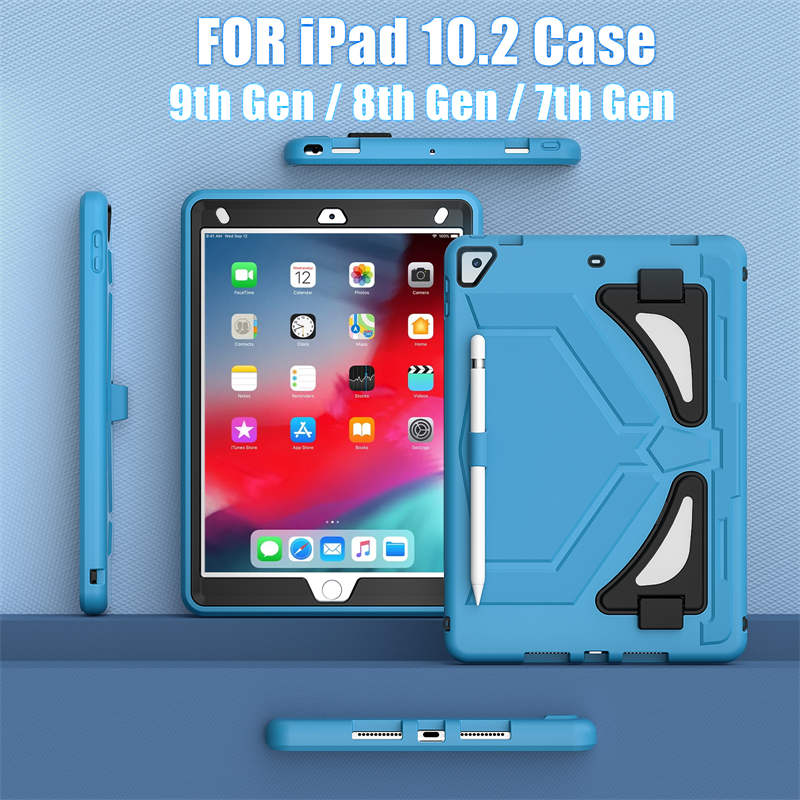 Tablet Case Kids Friendly with Pencil Holder for iPad 11 2020/2021/2022-LightBlue