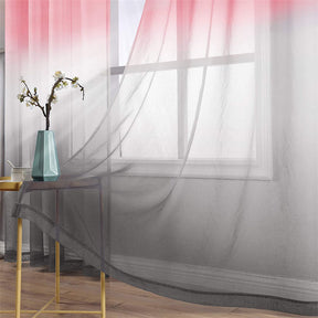 2 Panel Sheer Ombre Curtains Grommet Drapes for Girls Bedroom-PinkGrey