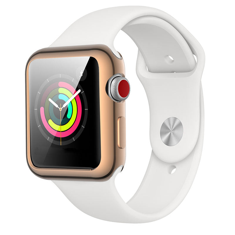 TPU Plated Cover Scratch-Proof Smartwatch Protective Case for iWatch Series SE/6/5/4/3/2/1-RoseGold