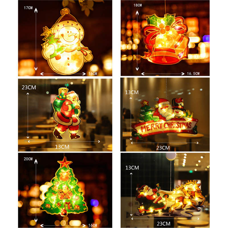 6Pcs Christmas Window Hanging Lights Decor for Xmas Party Showcase