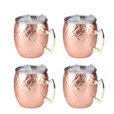 500ml Stainless Steel Moscow Mule Mugs Set of 4 Reticulate Cups-RoseGold