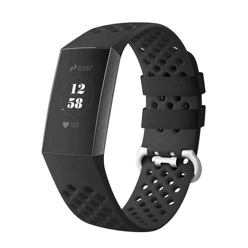 DDK Silicone Watch Band Adjustable Wristband Replacement Sport Strap For Fitbit Charge 3/Fitbit Charge 4 For Women-Black
