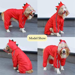 Pet Dog Raincoat Hooded Dinosaur Pet Rain Wear Waterproof Light Suit