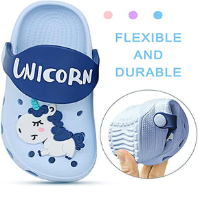 Unicorn Cartoon Childrens Beach Sandals Summer Toddler Boys Girls Slippers-Blue