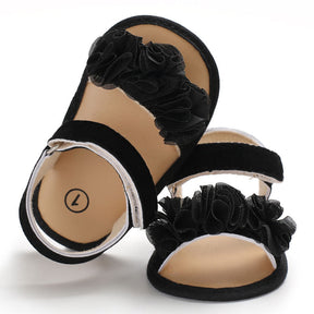 Baby Walker Shoes for Girls Flats Anti-Slip Open Toe Sandals-Black