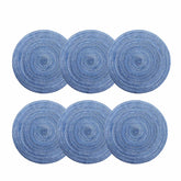 6 Pack Round Braided Placemats Washable Kitchen Table Mats for Home Wedding Party-Blue