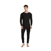 Men's Ultra Soft Autumn And Winter Thermal Underwear Fleece Lined Pajamas-Black