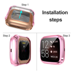 For Fitbit Versa Lite Electroplated Soft TPU Slim Watch Case -Pink