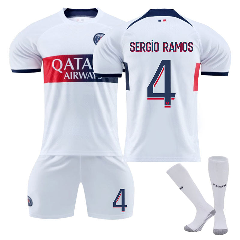 Paris Away Jersey SERGIO RAMOS #4 Soccer Jersey Kids Adult 3-Pieces Jersey Kits