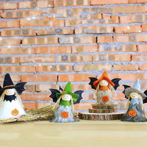 4Pcs Halloween Witch Hanging Decorations with Bat Wings