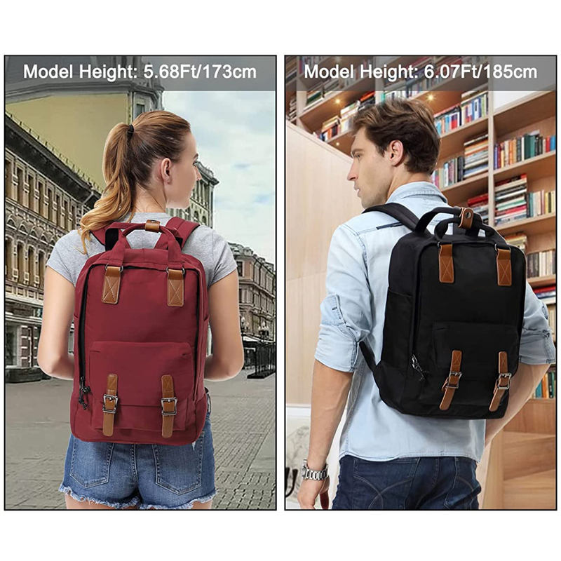 Waterproof Backpack for Women Girls 16 Inch College Vintage Travel Bag-Red