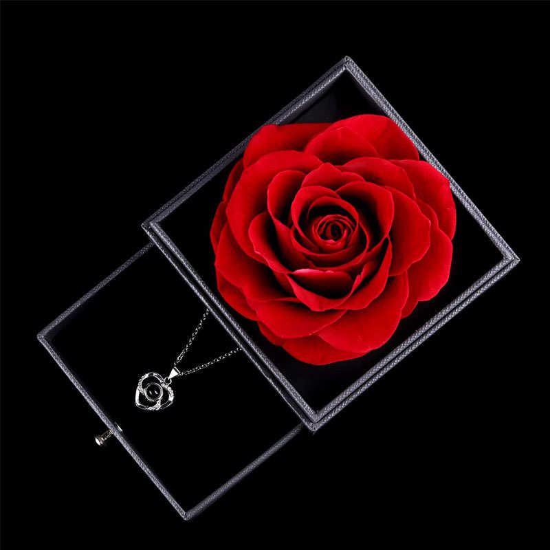 Preserved Flower Rose Gift Box for Valentines Day Anniversary Wedding-Red