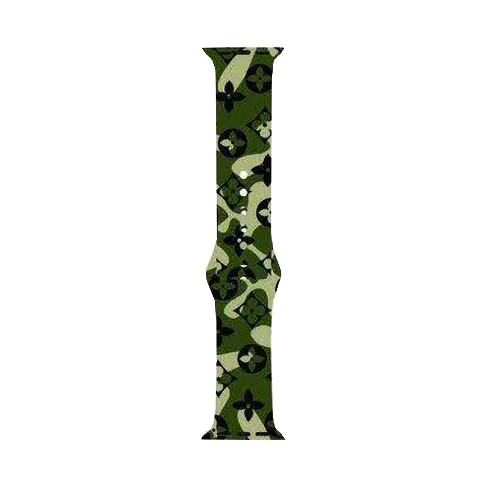 Color Printing Silicone Watch Band For Apple Watch SE/6/5/4/3/2/1(Camo Green)