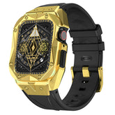 Sport TPU Strap with Protective Cover Frame for Apple Watch 44mm/45mm-Gold