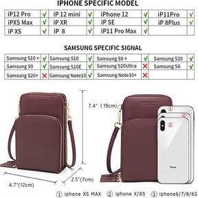 Crossbody Phone Bag for Women Small Shoulder Bag Cell Phone Wallet Purses and Handbags with 14 Credit Card Slots-Redwine