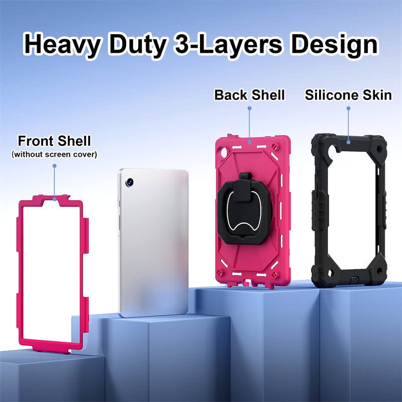 Heavy Duty Silicone Case with S Pen Holder Shoulder Strap for Samsung Tab A9-F