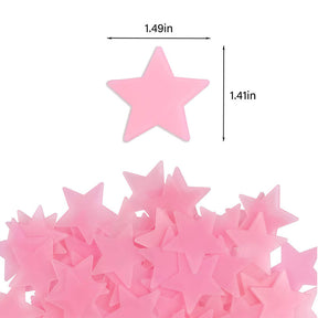 Luminous Stars Plastic Wall Stickers Glow In The Dark For Home Art Decor-Pink