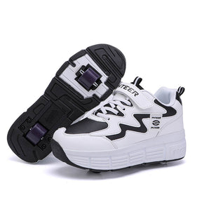 Childrens Roller Skate Shoes Sneaker with Double Wheel-608 Black