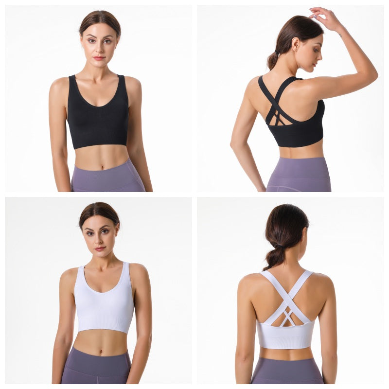 2 Pcs High Impact Sports Bra Medium Support Quick Dry Athletic Vest-Set1
