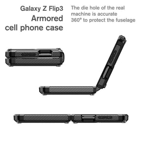 6.7inch Armored Full-Body Rugged Protection Case for Samsung Galaxy Z Flip 3-Black