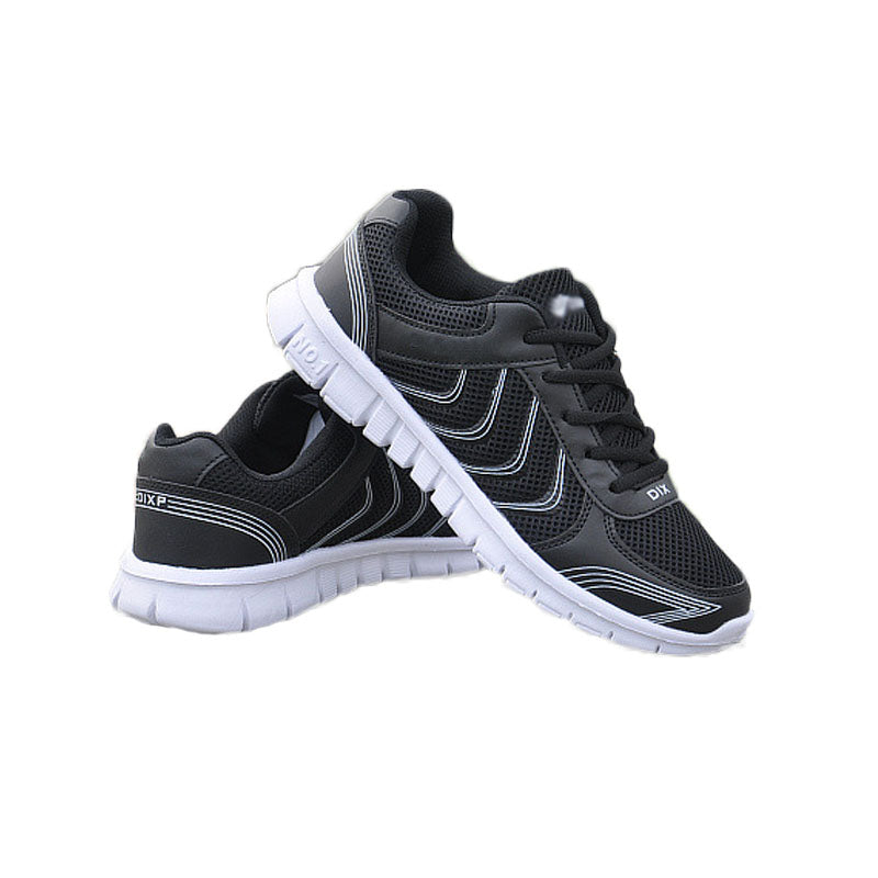 Womens Athletic Mesh Breathable Sneakers Lace Up Comfort Shoes-Black