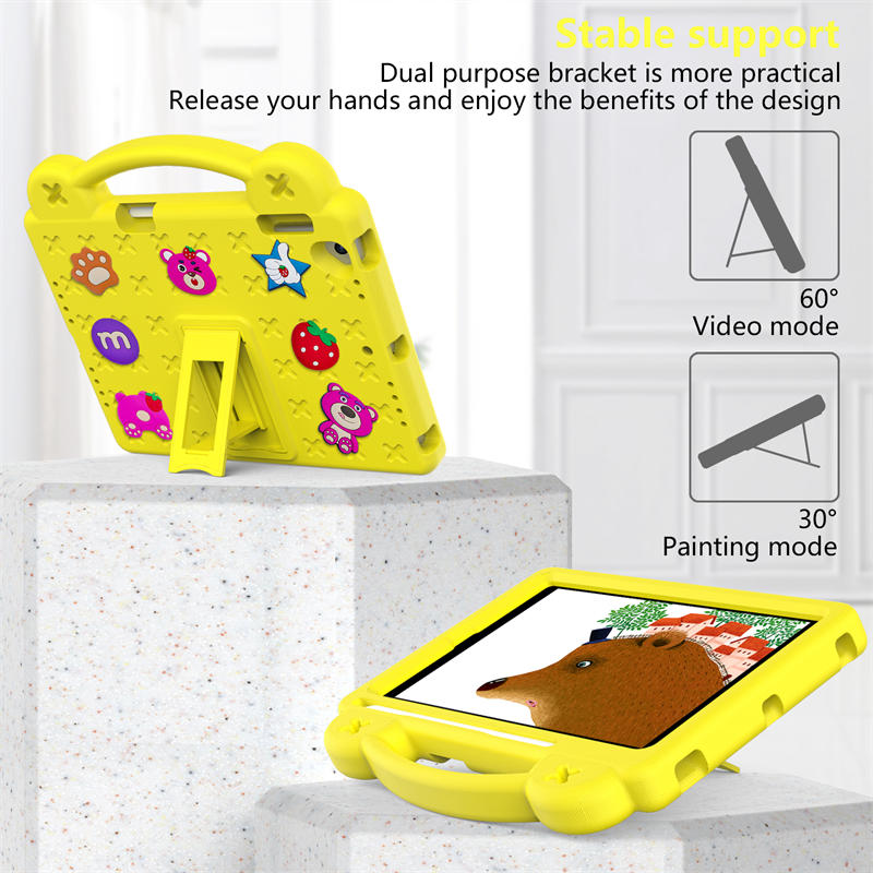 Strawberry Rugged iPad Case With Holder Shoulder Strap for PRO 9.7 Air1/ Air2-Yellow