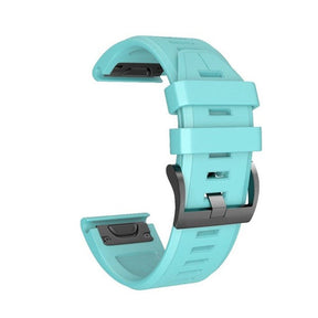 22mm 26mm Sport Silicone Watchband For Garmin Fenix  5Plus/5X Plus Easy Fit Quick Release Starp Black Steel Buckle-Teal