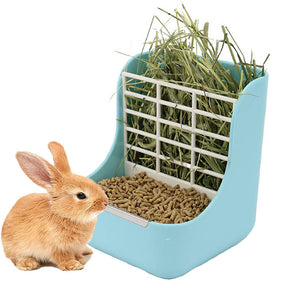 2 in 1 Hay and Food Bin Feeder Hanging Manger Rack-Blue