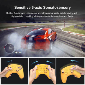 Wireless Controller with Turbo Wake-up Motion Vibratio for Nintendo Switch/Switch Lite/OLED-Yellow