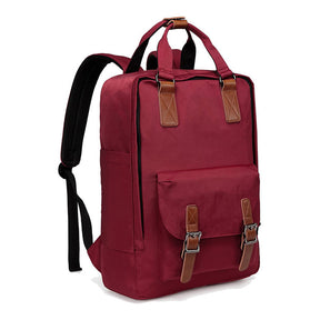 Waterproof Backpack for Women Girls 16 Inch College Vintage Travel Bag-Red