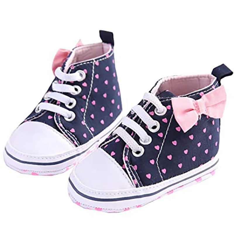 Infant Canvas Soft Sole Anti-Slip Sneakers Toddler Love Print Shoes For Boys Girls-Pink